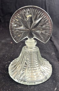 lot 193 image: Crystal Glass Perfume Bottle With Sunburst Stopper & Ribbed Base