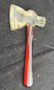 lot 195 image: Glass Axe Sculpture with Red Gradient Handle
