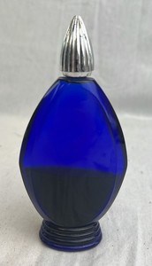 lot 197 image: Cobalt Blue Glass Perfume Bottle & Silver Cap