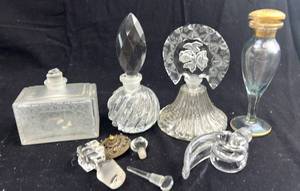 lot 202 image: Crystal Glass Perfume Bottles & stoppers Lot