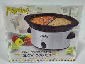 lot 88 image: Parini Dual Compartment Slow Cooker New in Box