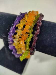 lot 70 image: 925 Natural Stone Five Strand Bracelet