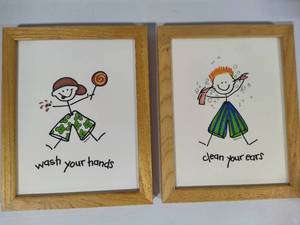 lot 49 image: Kids Bathroom Framed Art