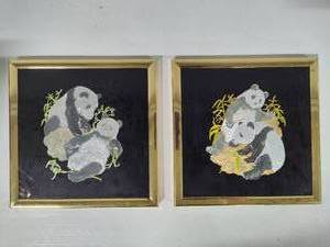 lot 113 image: Kafka Metallic Panda Framed Art