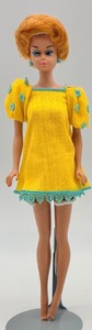 Barbie Bubble Cut Ginger Hair in Yellow Dress with Teal Trim