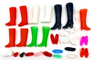 lot 12 image: Barbie Doll Boots Lot - Assorted Colors including Hong Kong