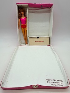 lot 14 image: The World of Barbie Doll Case, Barbie Doll & Accessories (1968 Mattel)