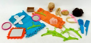 lot 26 image: Barbie Doll & Accessory Lot - Hair, Hangers & Vanity Pieces