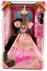 lot 44 image: Rapunzel Barbie Doll with Crown in Pink Gown Boxed