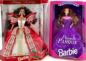lot 73 image: Barbie Special Edition Duo Purple Passion & Happy Holidays