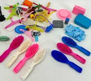 lot 105 image: Barbie Doll Accessories Lot Hair Brushes & Mini Kitchenware