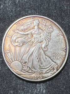 lot 09 image: 2009 AMERICAN SILVER EAGLE 1 TROY OZ .999 FINE SILVER
