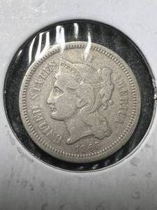 lot 12 image: 1865 US 3 CENT NICKEL