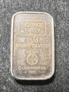 lot 13 image: 1 TROY OZ .999 FINE SILVER A-MARK BAR