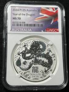 lot 36 image: 2024 AUSTRALIAN YEAR OF THE DRAGON ROUND NGC MS70