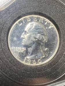 lot 45 image: 1960 US PROOF WASHINGTON QUARTER IN CASE