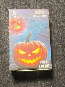 lot 60 image: 5 GRAMS .999 FINE SILVER PUMPKIN BAR IN COLOR