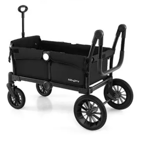 lot 11 image: Costway Wagon Stroller for 2 Kids Push Pull Double Stroller with Adjustable Handle