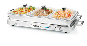 lot 202 image: Costway - Food Warmer Buffet Server 450W Electric Warming Tray for Parties - Silver
