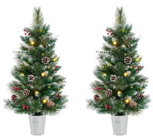 lot 205 image: LOT OF 2 Costway 3 FT Battery-Operated Tabletop Holiday Decoration with 81 PVC and Pine Needles (Minor Transit Damage)