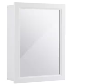 lot 212 image: Costway 20 in. W x 26 in. H Surface Wall Mounted Adjustable Rectangle Bathroom Medicine Cabinet with Mirror in White