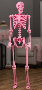 lot 214 image: 5 Foot Pink Poseable Crazy Bones Skeleton Halloween Decoration (Damaged)