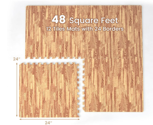 lot 408 image: Tangkula 12 Tiles Foam Flooring Mats with Border, 48 SQ FT EVA Interlocking Exercise Foam Mats for Exercise Equipment, Elastic Puzzle Play Mats, 38 Thick Non-Slip Workout Floor Mats for Home Gym 24x24