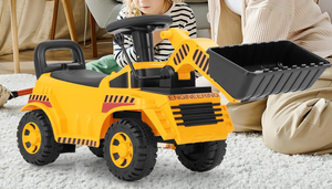 lot 415 image: HONEY JOY Ride On Excavator, Ride On Push Car for Toddlers, Outdoor Digging Bulldozer wWorking Shovel, Storage, Ride on Construction Vehicle for Kids, No Power Ride On Toy for Boys Girls, Yellow