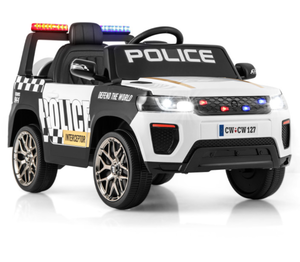 lot 13 image: Costway 12V Kids Ride on Police Car with Remote and Siren Flashing Lights