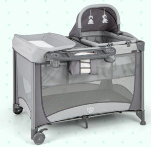 lot 20 image: Costway 5-in-1 Portable Baby Playard with Changing Table and Storage Basket
