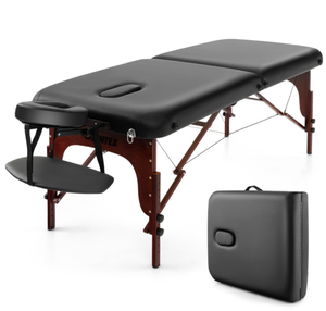 lot 23 image: Costway Folding Massage Table with Height-adjustable Beech Wood Frame