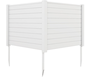 lot 28 image: Toolsempire Privacy Screen 2 Fence Panels, 48 x 38 Air Conditioner Screen Trash Can Enclosure with 3 Ground Stakes, Outdoor Vinyl Fence Panel for Garden, Patio & Lawn (White)