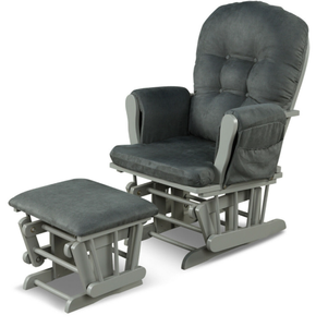 lot 53 image: Costway Wood Glider and Ottoman Set with Padded Armrests and Detachable Cushion (Maybe Missing Hardware)