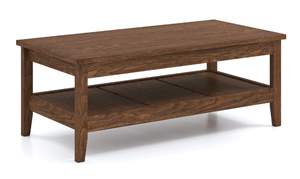 lot 57 image: Costway Farmhouse Coffee Table Rustic Cocktail Center Table with Thickened Tabletop-Walnue, Walnut 47 x 23.5 x 18 (Slightly Used,  Attempted To Assemble)