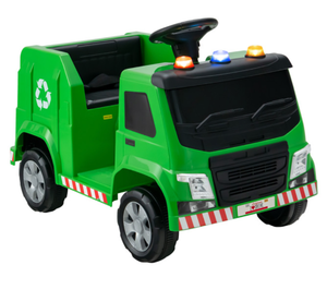 lot 63 image: Costway 12V Kids Ride-on  Garbage Truck with Warning Lights and 6 Recycling Accessories (Maybe Missing Hardware. Missing Charger)
