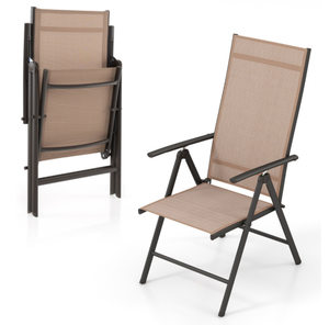 lot 65 image: LOT OF 2 Costway  Patio Folding Dining Chairs with 7-Level Adjustable High Backrest