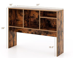 lot 101 image: GOFLAME 4 Cubes Desktop Bookshelf, 37 Tabletop Wood Desk Shelf for Computer Monitor, Modern Countertop Desk Display Hutch Storage Organizer Shelf for Home Office, Dorm, Study (Rustic Brown) 10D x 37W x 29H