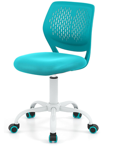 lot 102 image: POWERSTONE Small Home Office Desk Chair, Swivel Rolling Study Computer Chair, Adjustable Height Task Chair with Armless Mid Back, Upholstered Mesh Seat,Turquoise