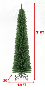 lot 113 image: BreeBe - Artificial Slim Tree  7ft Pencil Style with Memory Branches - Green