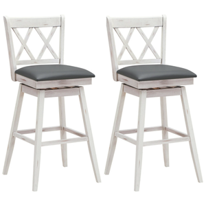 lot 251 image: Costway 2 Pieces 29 Inch Swivel Counter Height Barstool Set with Rubber Wood Legs
