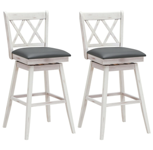 lot 255 image: Costway 2 Pieces 29 Inch Swivel Counter Height Barstool Set with Rubber Wood Legs