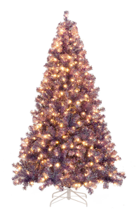 lot 256 image: Costway Pre-Lit Tinsel Christmas Tree Artificial Xmas Tree with Lush Branch Tips and Warm White LED Lights-7.5ft