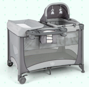 lot 257 image: Costway 5-in-1 Portable Baby Playard with Changing Table and Storage Basket