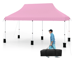 lot 264 image: Costway NP12122PI 10 x 20 ft. Pop Up Canopy Tent Foldable Portable Outdoor Gazebo with Carry Bag - Pink