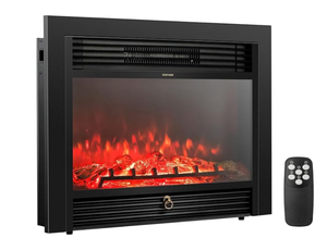 lot 272 image: COSTWAY Electric Fireplace Inserts 28.5-inch Wide, 750W1500W Wall Recessed and Freestanding Fireplace with 3 Flame Colors, 5 Brightness Settings, 8H Timer, Remote Control, Heater for Indoor Use