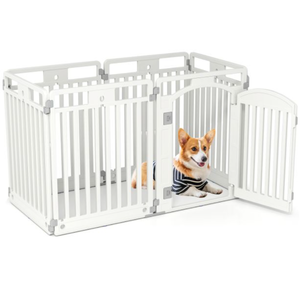 lot 273 image: Costway 81CM 6-Panel Dog Playpen with Secure Locking Door