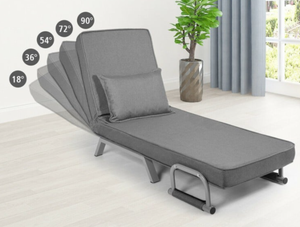 lot 274 image: Costway Folding 6 Position Convertible Sleeper Bed Armchair Lounge Couch with Pillow