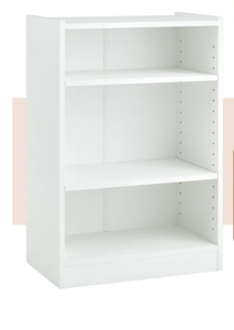 lot 276 image: Costway 3-Tier Bookcase Open Multipurpose Display Rack Cabinet with Adjustable Shelves White  19.5 x 12 x 29.5