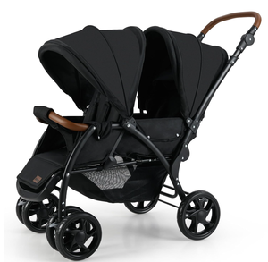 lot 280 image: INFANS Double Stroller, Foldable Baby Tandem Stroller with Djustable Backrest Canopy Footrest, 5-Point Harness, Storage Basket, Convertible Compact Twin Stroller for Infants and Toddlers