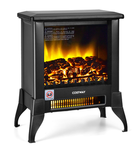 lot 282 image: Costway 18 Electric Fireplace Stove Freestanding Heater W Flame Effect 1400W